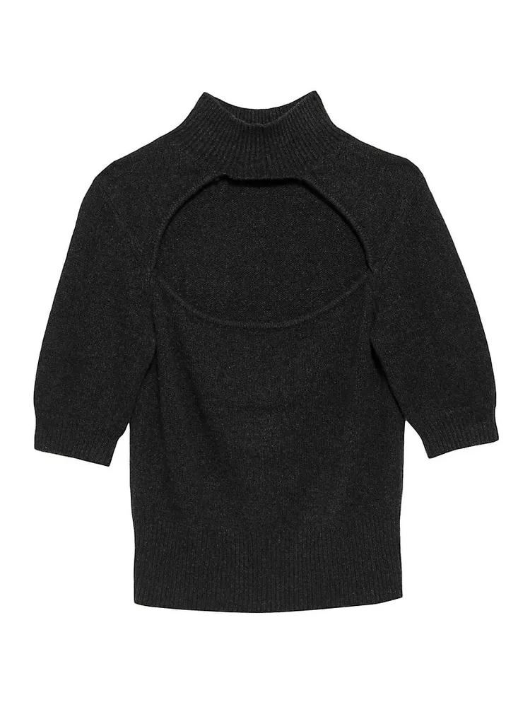 Cut-Out Turtleneck Short Sleeve Sweater