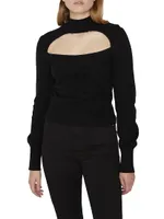 Cut-Out Turtleneck Cashmere-Blend Sweater