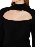 Cut-Out Turtleneck Cashmere-Blend Sweater