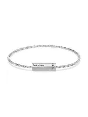 Unisex 7G Brushed Sterling Silver Octagon Cable Bracelet