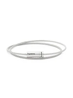 Unisex 9G Brushed Sterling Silver Double Cable Bracelet