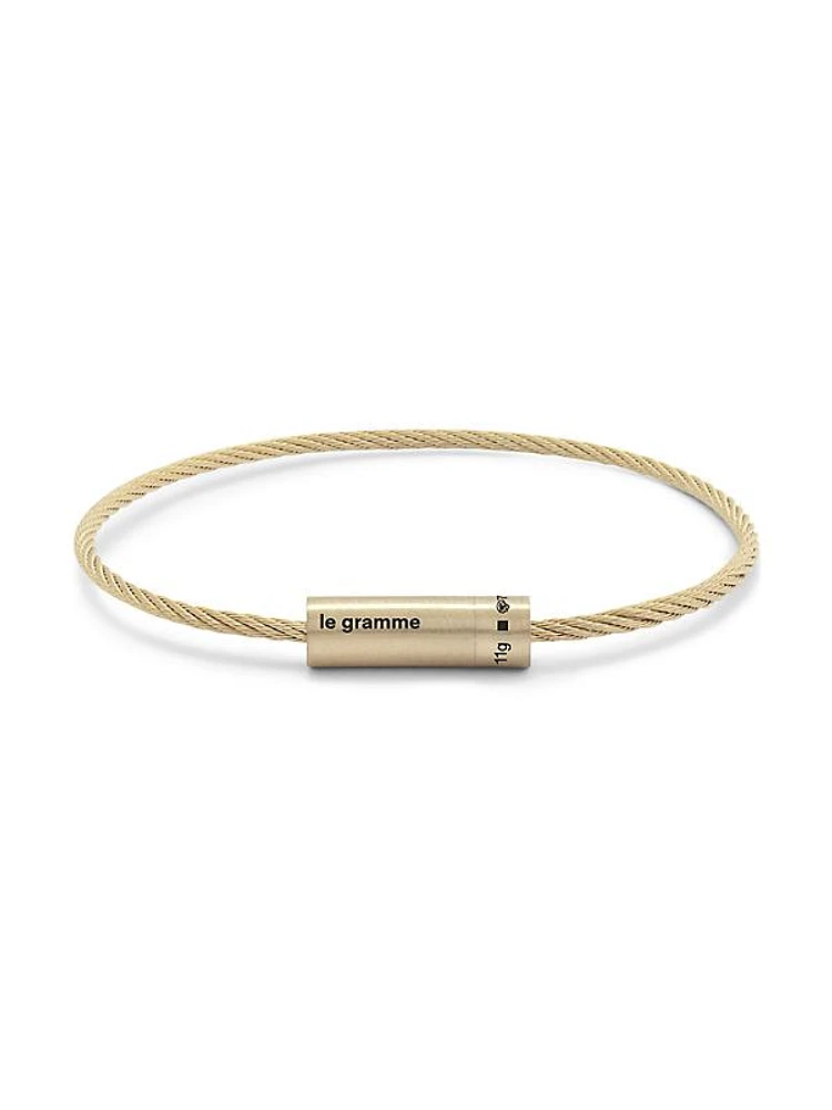 Unisex 11G Brushed Yellow Gold Cable Bracelet