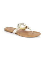 Hana Metallic Leather Thong Sandals