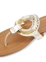 Hana Metallic Leather Thong Sandals