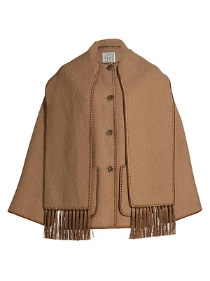 Embroidered Wool-Blend Scarf Jacket