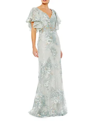 Metallic Embroidered Gown