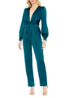 Ieena Satin Long-Sleeve Jumpsuit