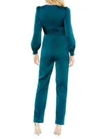 Ieena Satin Long-Sleeve Jumpsuit