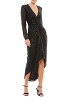 Ieena Sequin Knotted Midi Dress