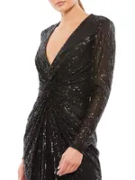 Ieena Sequin Knotted Midi Dress