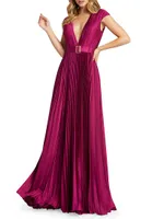 Ieena Satin Pleated Gown