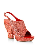 Salma Glitter Platform Leather Sandals