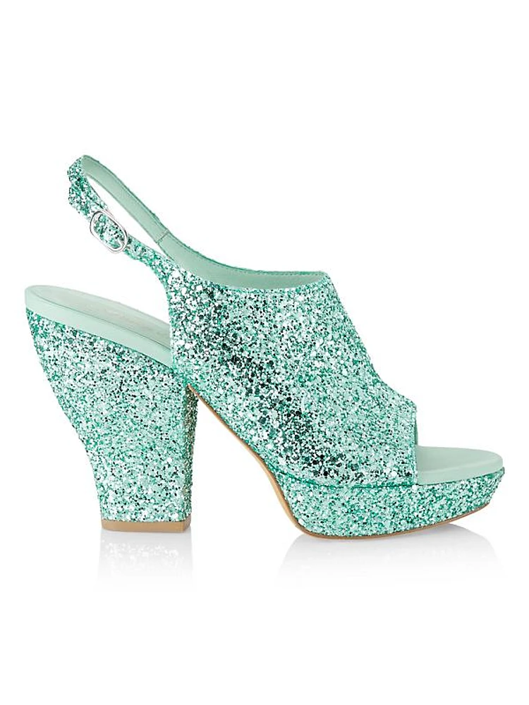 Salma Glitter Platform Leather Sandals