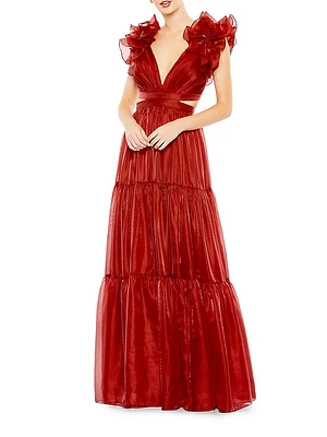 Tiered Cap Sleeve Gown