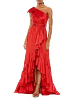 One-Shoulder Satin Asymmetric Gown