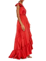 One-Shoulder Satin Asymmetric Gown