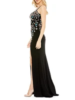 Floral Crystal-Embellished Gown