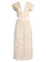 Quinto Sol Cotton Eyelet Midi-Dress