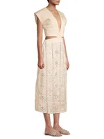 Quinto Sol Cotton Eyelet Midi-Dress