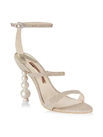 Rosalind Pearl Glitter Sculptured Heel Sandals