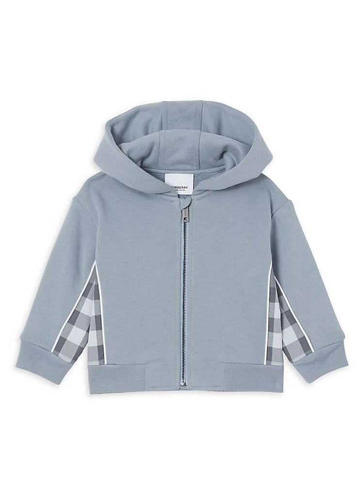 Baby's & Little Boy's Check Trim Zip-Up Hoodie