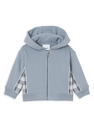 Baby's & Little Boy's Check Trim Zip-Up Hoodie