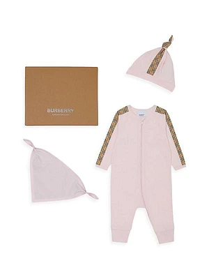 Baby Girl's 3-Piece Footie, Bib & Beanie Gift Set