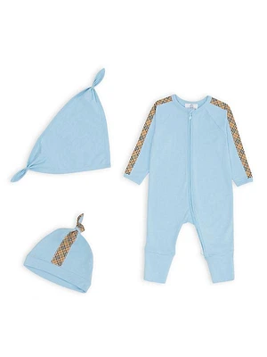 Baby Boy's 3-Piece Check Trim Gift Set