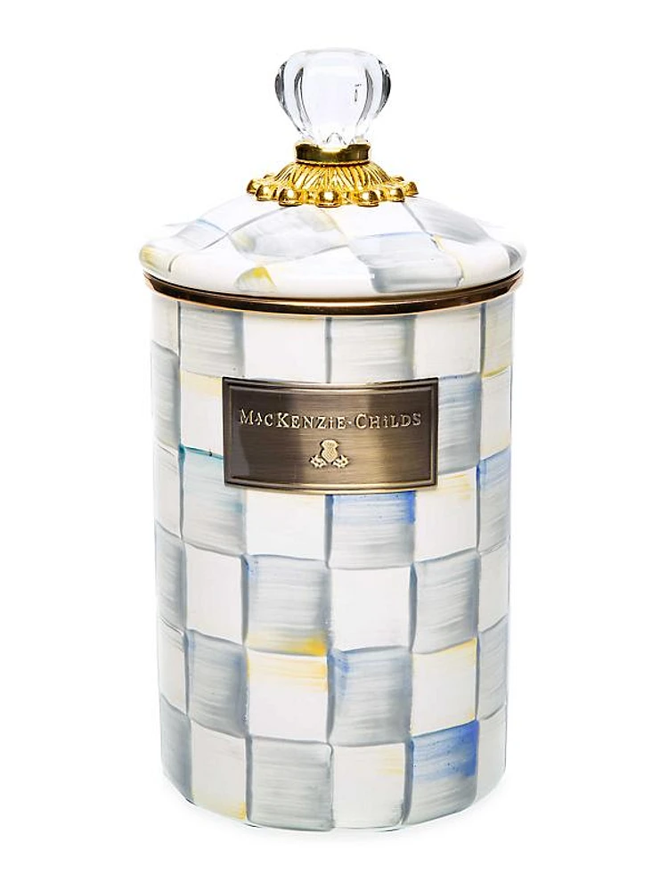 Sterling Check Enamel Canister