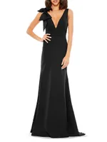 Bow V-Neck A-Line Gown