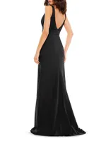 Bow V-Neck A-Line Gown