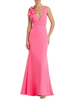 Bow V-Neck A-Line Gown