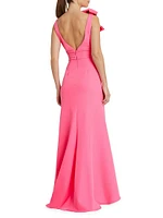 Bow V-Neck A-Line Gown