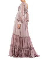 Ombré Satin & Chiffon Tiered Gown