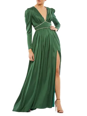 Ieena Satin Embellished Empire Gown