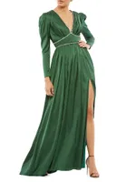 Ieena Satin Embellished Empire Gown