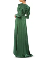 Ieena Satin Embellished Empire Gown