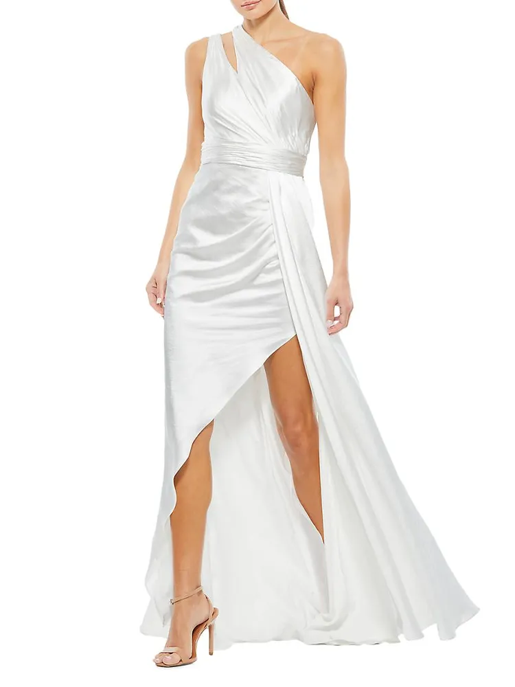 Ieena Satin Gathered A-Line Gown