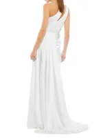 Ieena Satin Gathered A-Line Gown