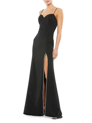 Ieena Crystal-Embellished A-Line Gown