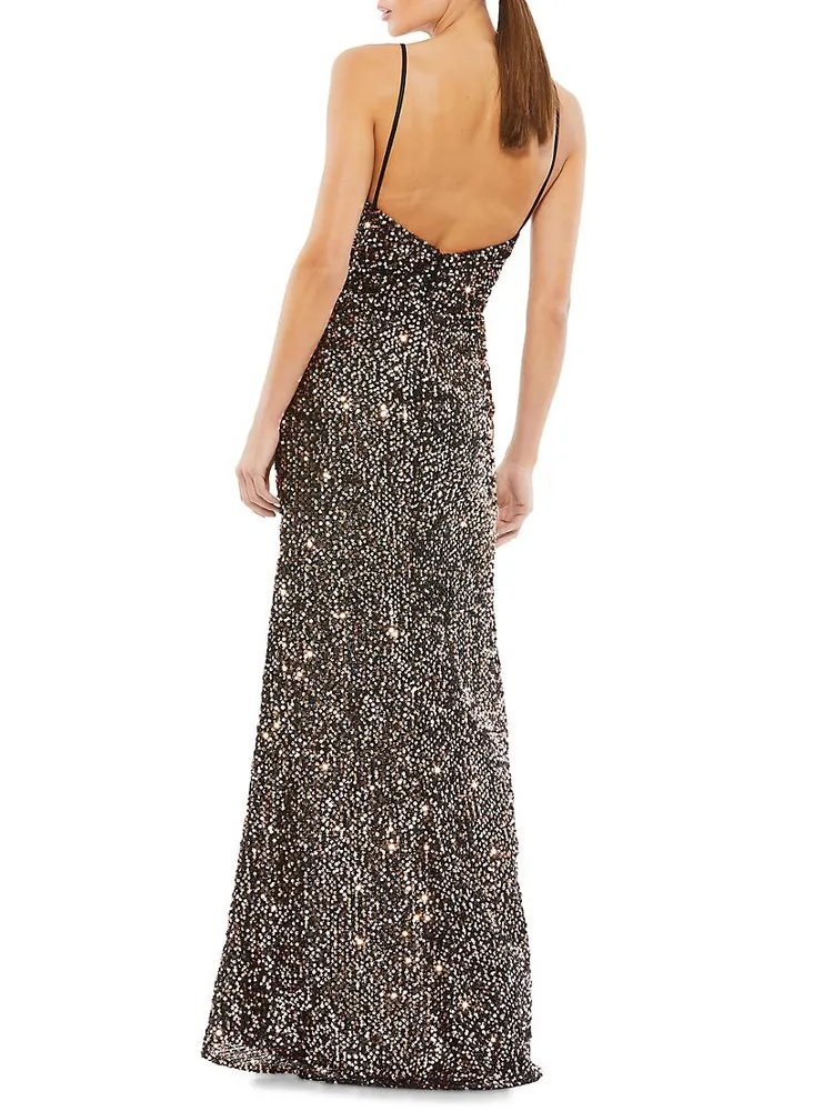 Ieena Sequined Wrap Gown