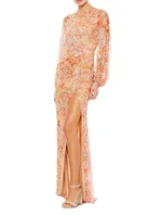 Bishop Sleeve Column Gown