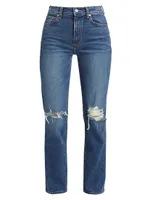 Isla High-Rise Distressed Straight-Leg Jeans