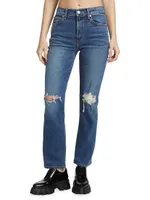 Isla High-Rise Distressed Straight-Leg Jeans