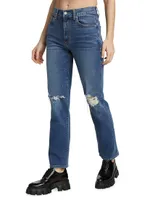 Isla High-Rise Distressed Straight-Leg Jeans