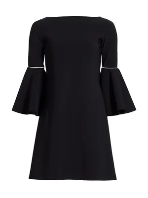 Natalia Piped Bell-Sleeve Dress