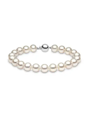 14K White Gold & Cultured Freshwater Pearl Bracelet