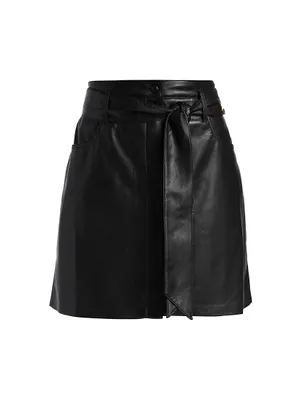 Vegan Leather Belted Miniskirt
