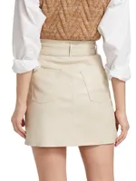 Meda Belted Faux Leather Miniskirt