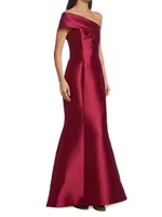 Mikado Off-The-Shoulder Gown